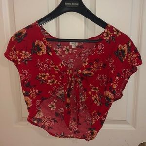 garage floral tie front crop top